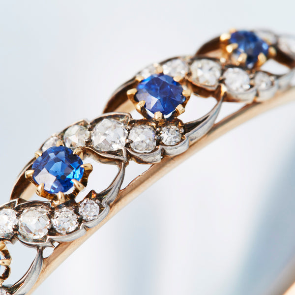 Edwardian Sapphire and Diamond Bangle