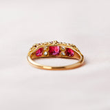 Antique Ruby and Diamond Yellow Gold Bridge Ring