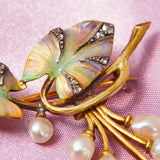 Art Nouveau Pearl and Enamelled Brooch