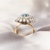 Vintage Aquamarine and Diamond Cocktail Ring