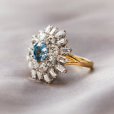 Vintage Aquamarine and Diamond Cocktail Ring