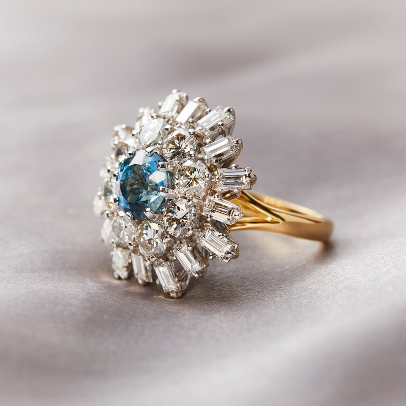 Vintage Aquamarine and Diamond Cocktail Ring