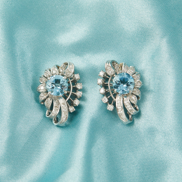 Aquamarine and Diamond Cocktail Earrings