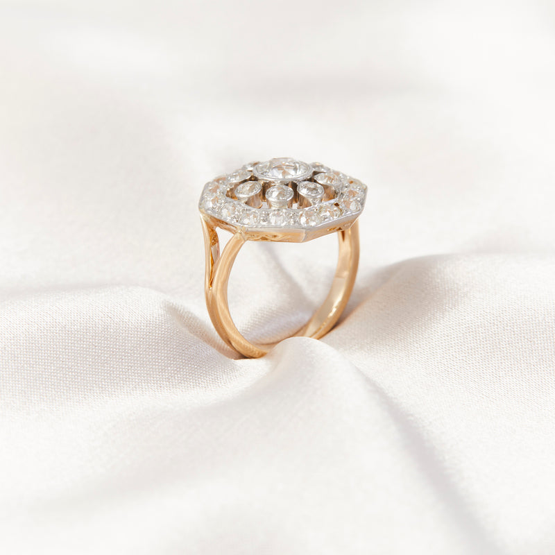 Art Deco Diamond & Gold Plaque Ring