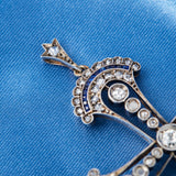 Edwardian Sapphire and Diamond Cross Pendant
