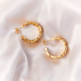 Modern Brick Link 18ct Yellow Gold Hook Earrings