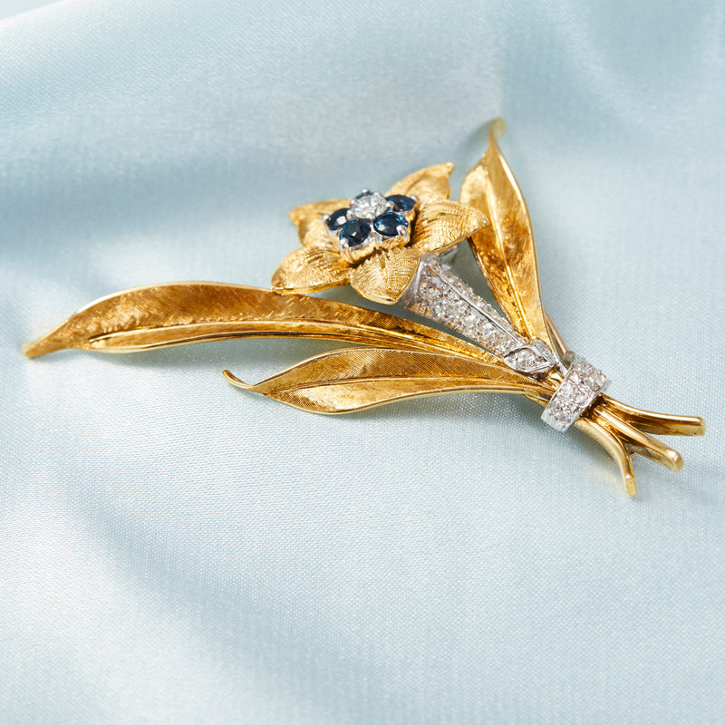 Vintage sapphire sale brooch